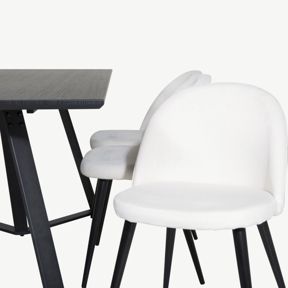 Ristkülikukujuline Marina söögilaud musta lauaplaadiga ja beežide bukleetoolidega (6 tk), GR20220 – 3