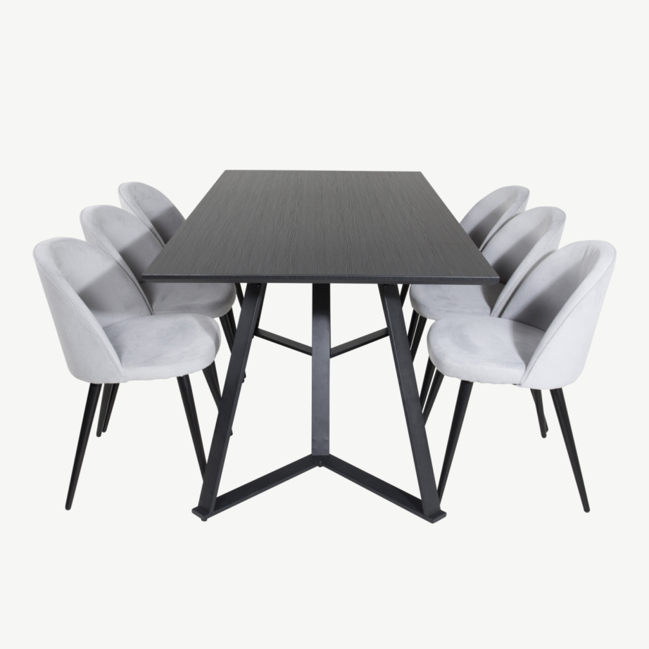 Kaasaegne söögilaud Marina, must MDF, ristkülikukujuline, metalljalgadel, GR20224 – 2