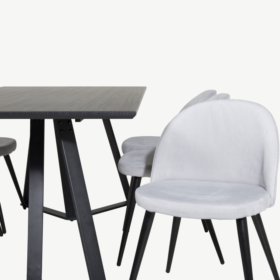 Kaasaegne söögilaud Marina, must MDF, ristkülikukujuline, metalljalgadel, GR20224 – 3