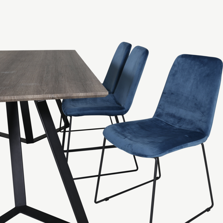 Marina hall söögilauakomplekt siniste samettoolidega, 6-kohaline, GR20254 – 3