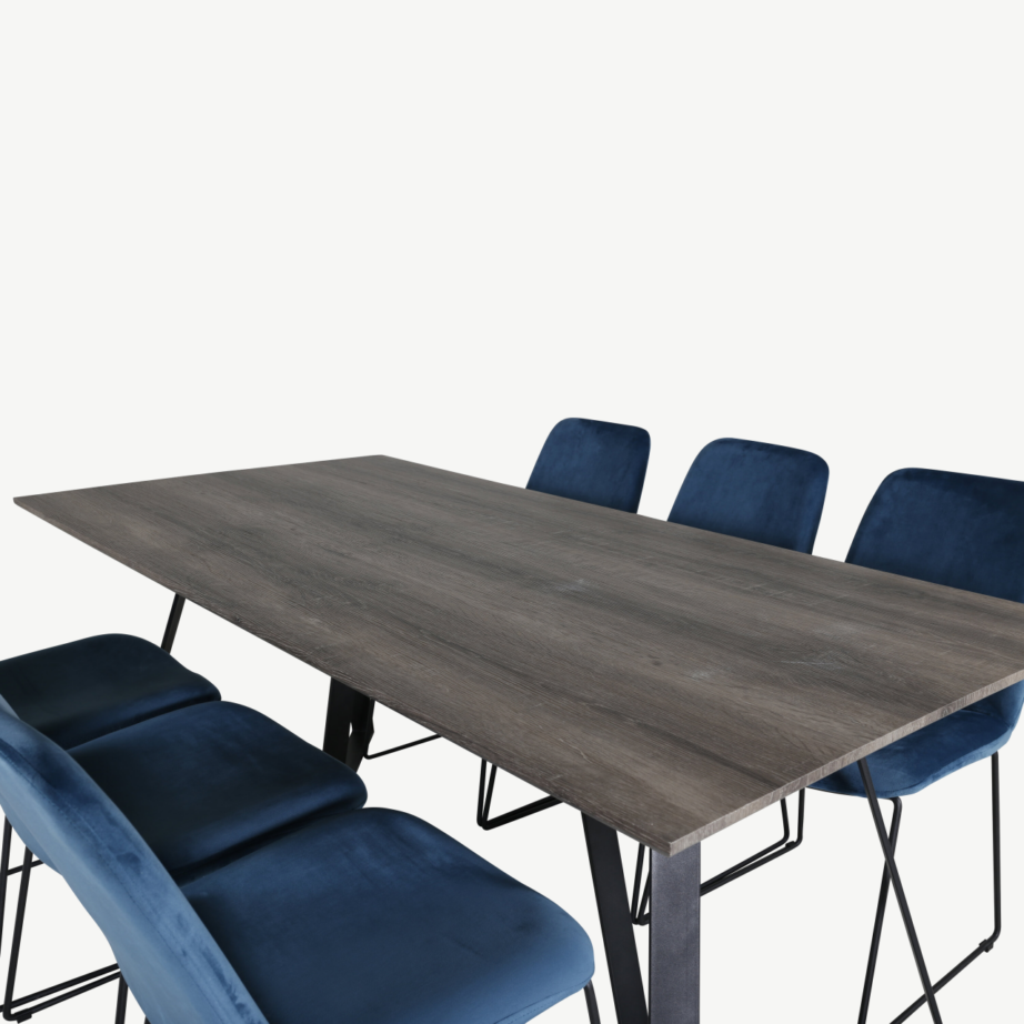 Marina hall söögilauakomplekt siniste samettoolidega, 6-kohaline, GR20254 – 4