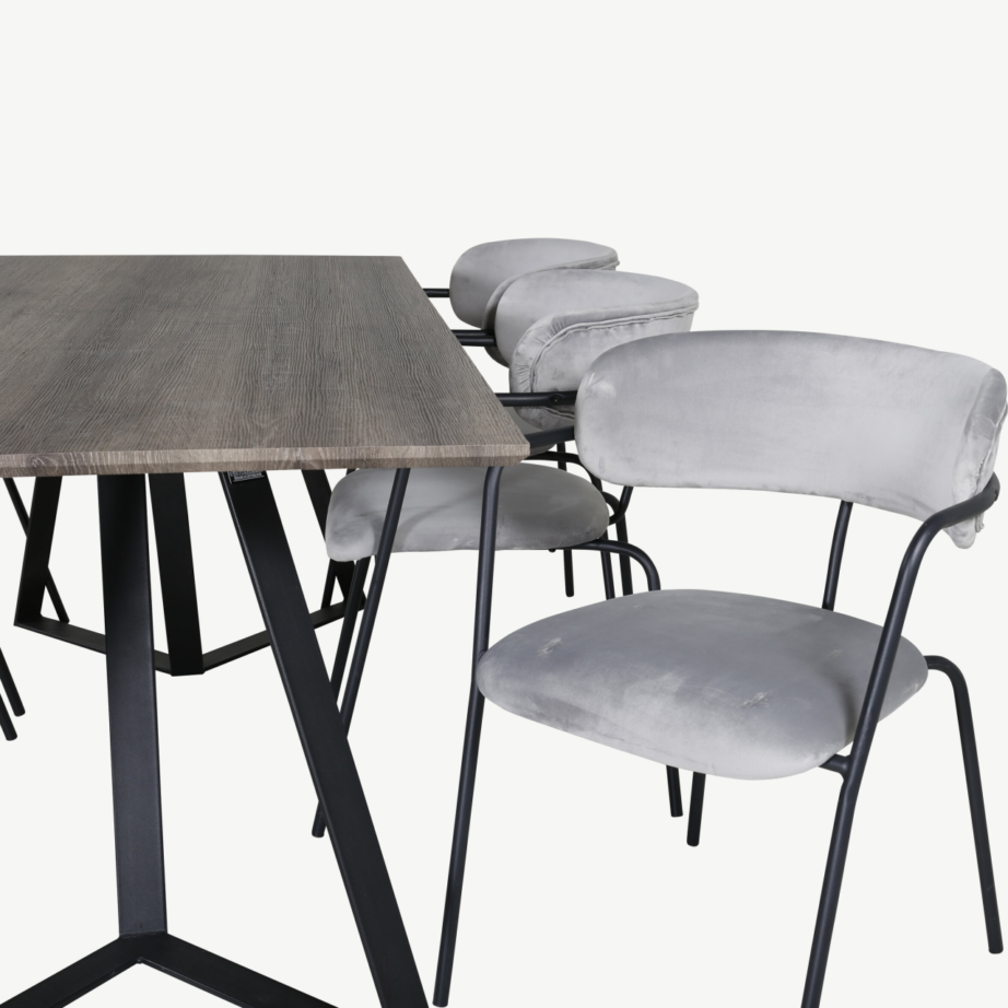 Hall söögitoakomplekt Marina – MDF-laud ja sametist toolid musta raamiga, GR20263 – 3