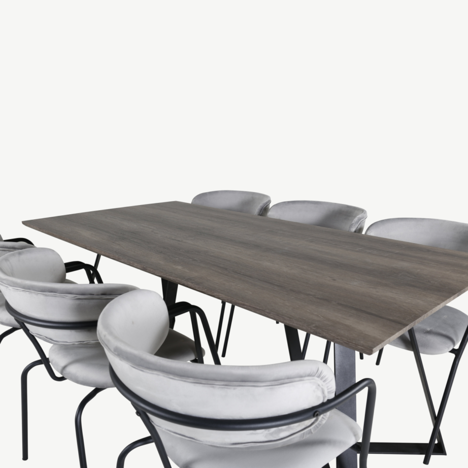 Hall söögitoakomplekt Marina – MDF-laud ja sametist toolid musta raamiga, GR20263 – 4