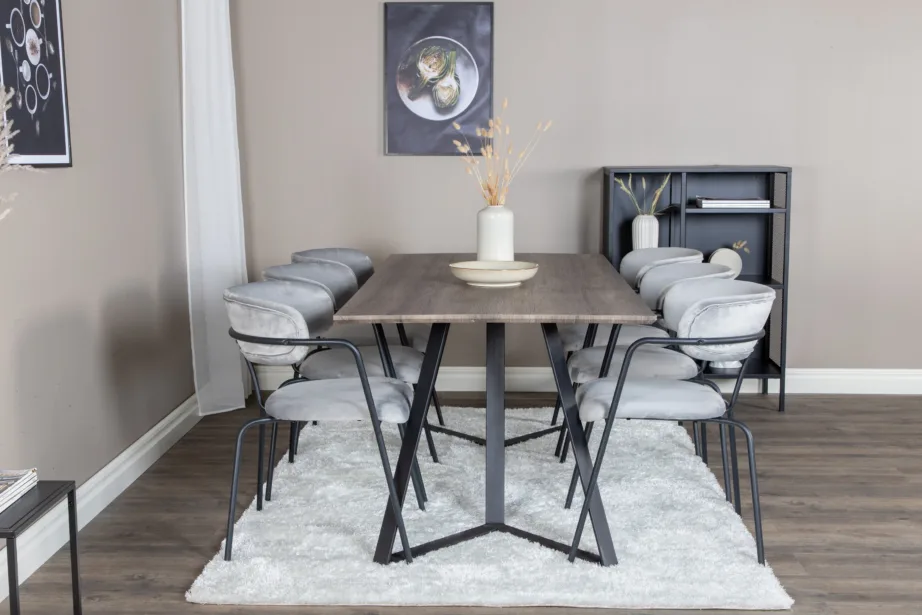 Hall söögitoakomplekt Marina – MDF-laud ja sametist toolid musta raamiga, GR20263 – 5