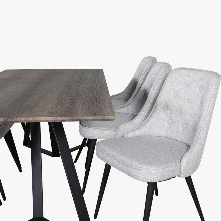 Ristkülikukujuline söögilauakomplekt Marina 6 helehalli tooliga, GR20271 – 3