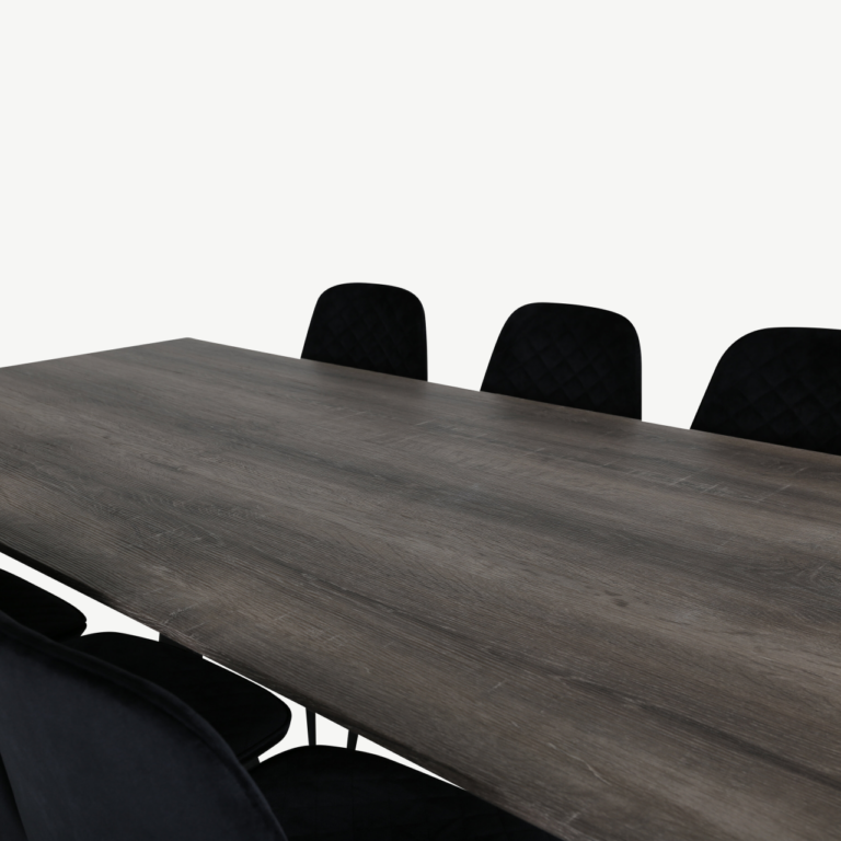 Marina hall söögilauakomplekt (MDF, 180x90 cm) mustade samettoolidega - GR20274