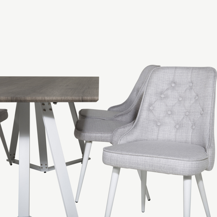 Ristkülikukujuline söögitoakomplekt Marina – hall söögilaud ja 6 helehalli tooli, GR20278 – 3