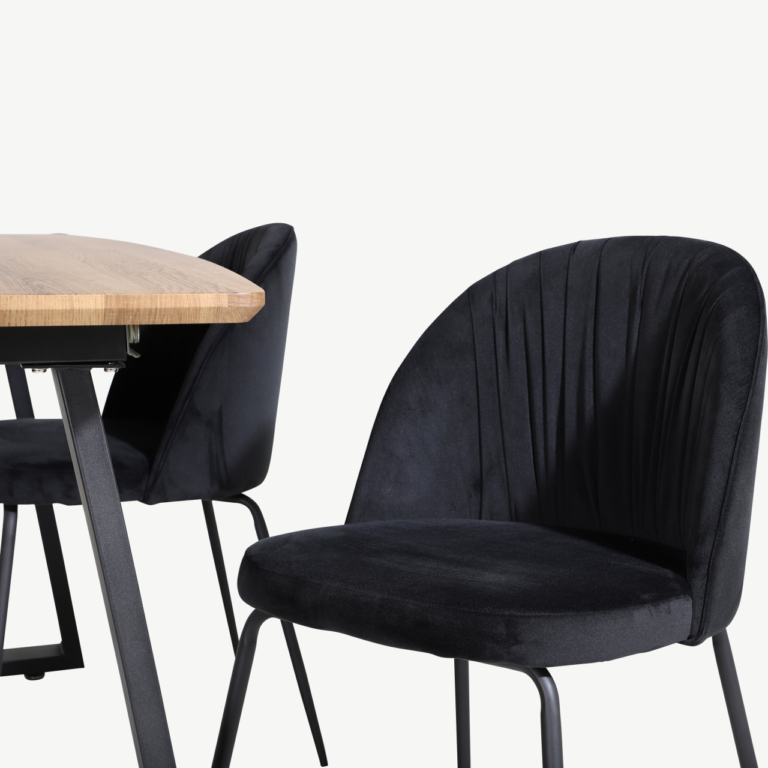 Inca ristkülikukujuline söögilaud mustade velvetist toolidega - GR20290
