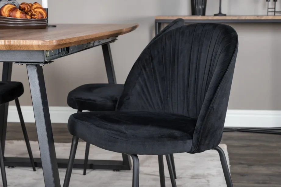 Inca ristkülikukujuline söögilaud mustade velvetist toolidega, GR20290 – 7