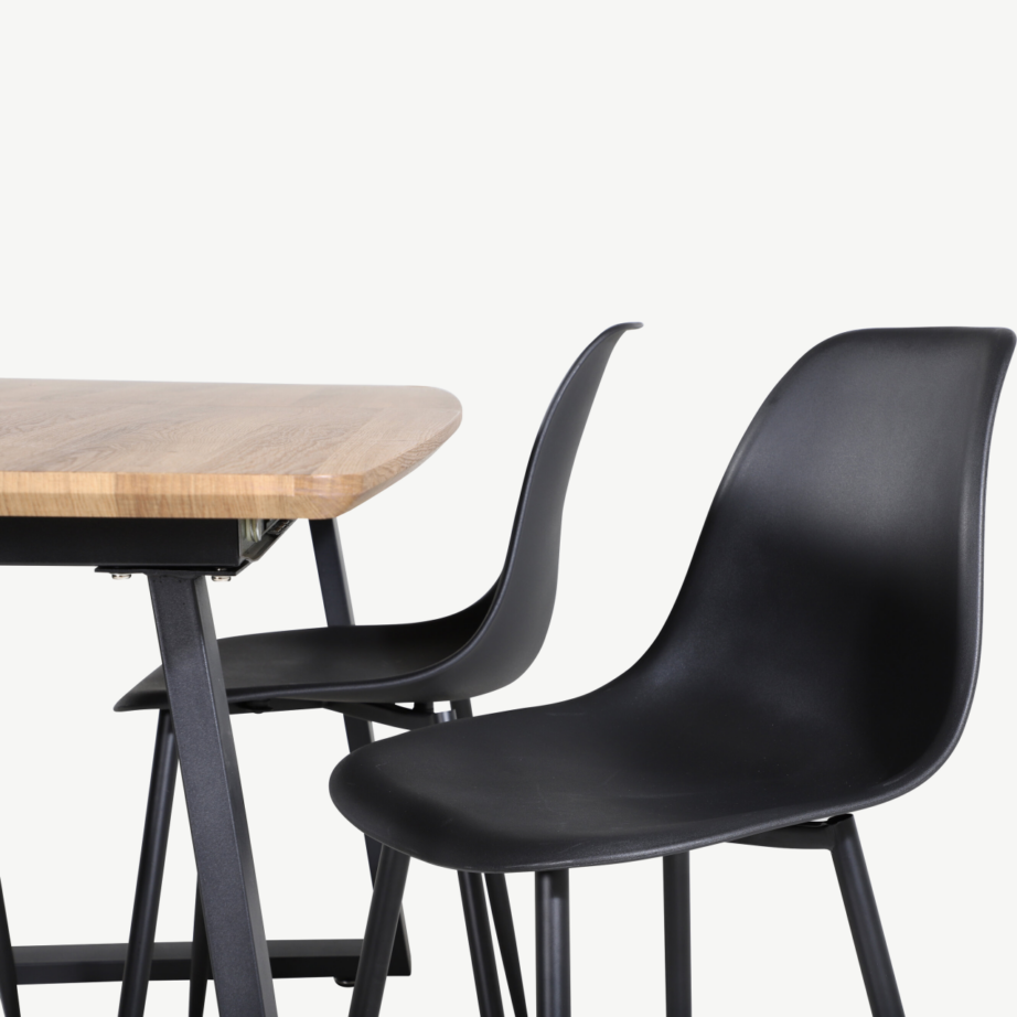 Söögitoakomplekt Inca tammepuidu imitatsiooniga lauaga ja mustade plastiktoolidega, 4 tk, GR20291 – 3