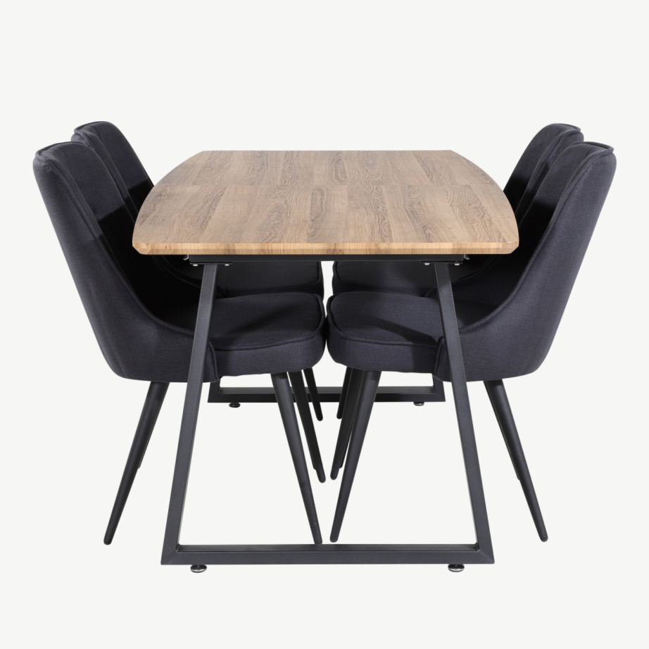 Inca pähklitooni söögikomplekt – mustade velvettoolidega, GR20292 – 2