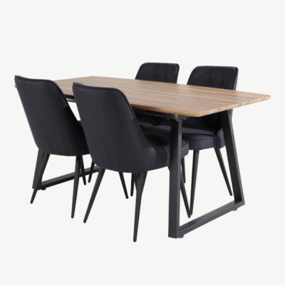 Inca pähklitooni söögikomplekt – mustade velvettoolidega - GR20292