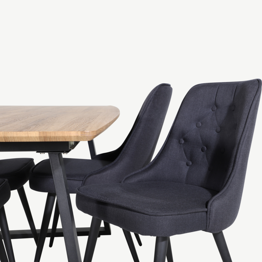 Inca pähklitooni söögikomplekt – mustade velvettoolidega, GR20292 – 3