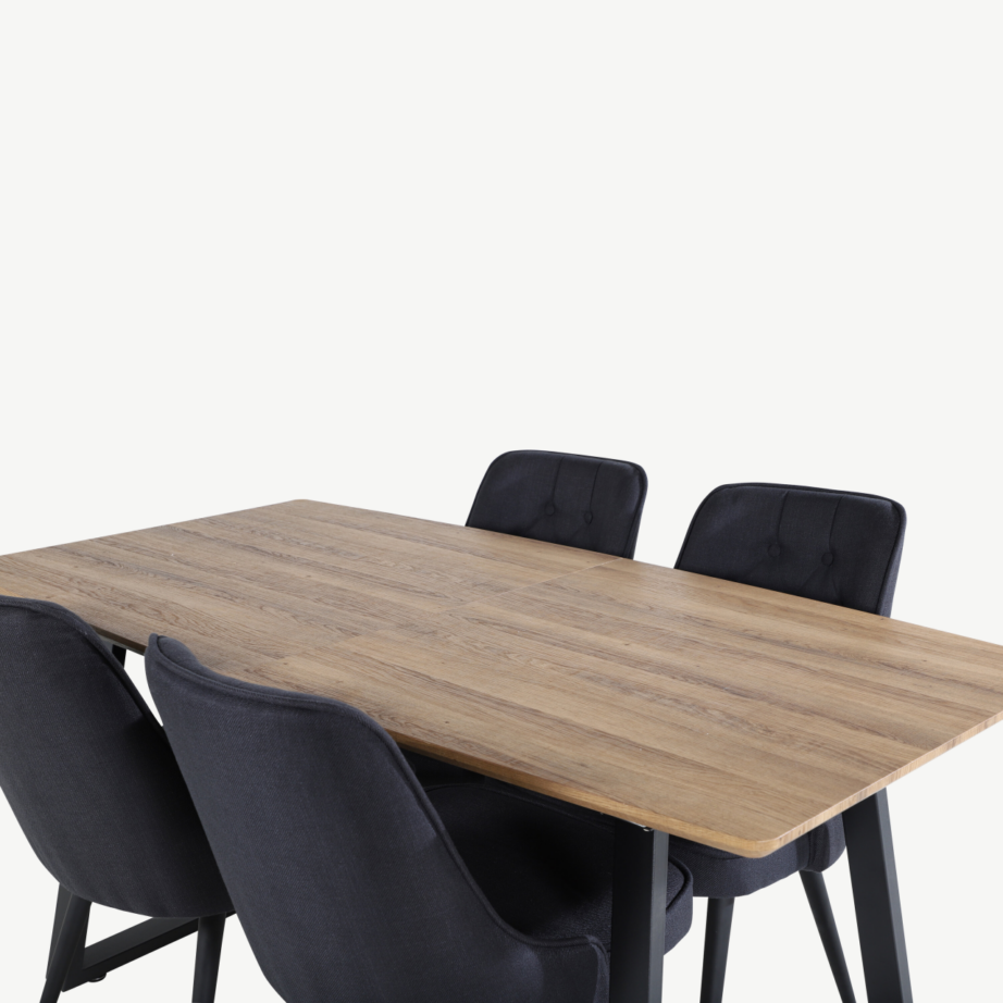 Inca pähklitooni söögikomplekt – mustade velvettoolidega, GR20292 – 4