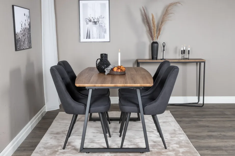 Inca pähklitooni söögikomplekt – mustade velvettoolidega, GR20292 – 5