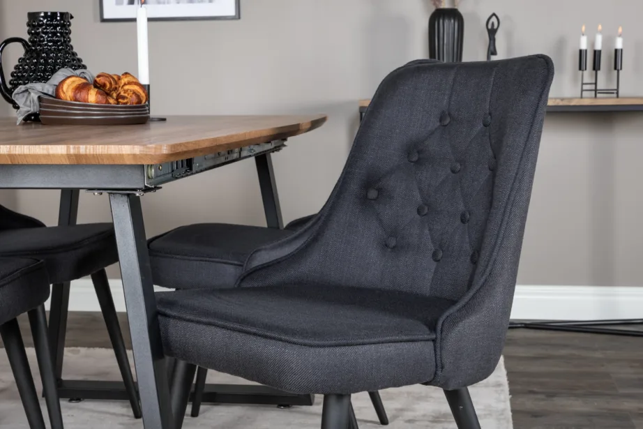 Inca pähklitooni söögikomplekt – mustade velvettoolidega, GR20292 – 7