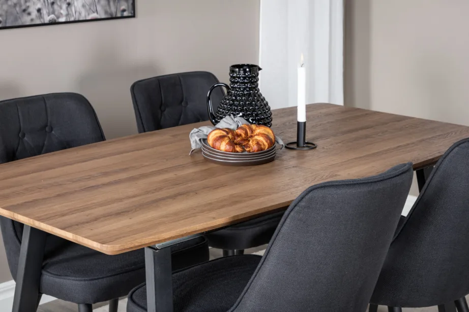 Inca pähklitooni söögikomplekt – mustade velvettoolidega, GR20292 – 8