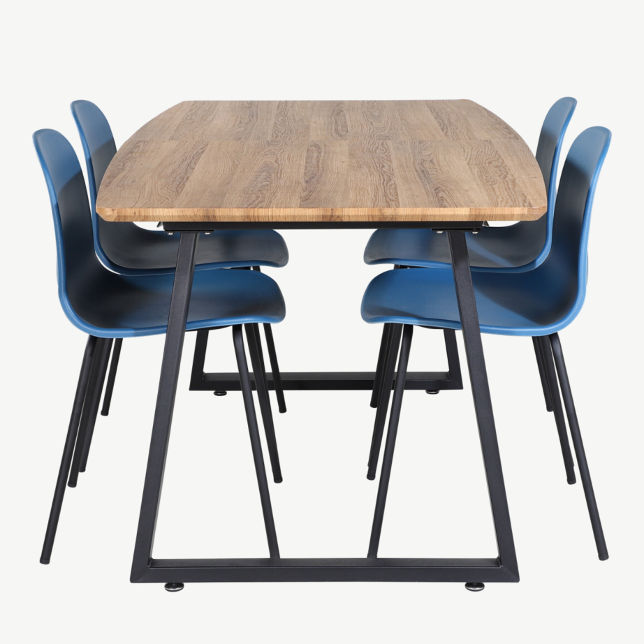 Inca ristkülikukujuline söögilaud siniste Arctic toolidega (pähklitoon, mustad terasjalad), GR20295 – 2