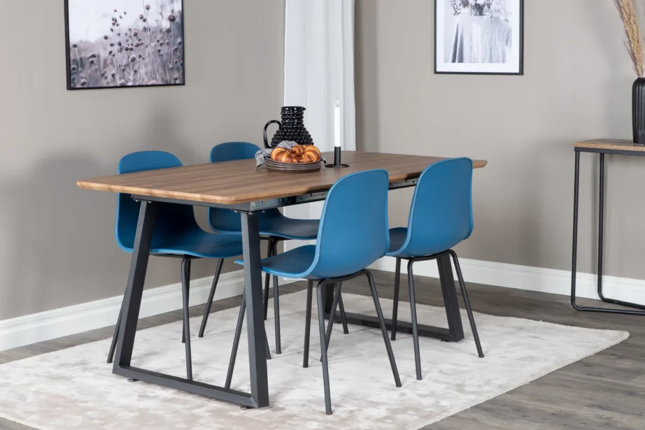 Inca ristkülikukujuline söögilaud siniste Arctic toolidega (pähklitoon, mustad terasjalad), GR20295 – 6