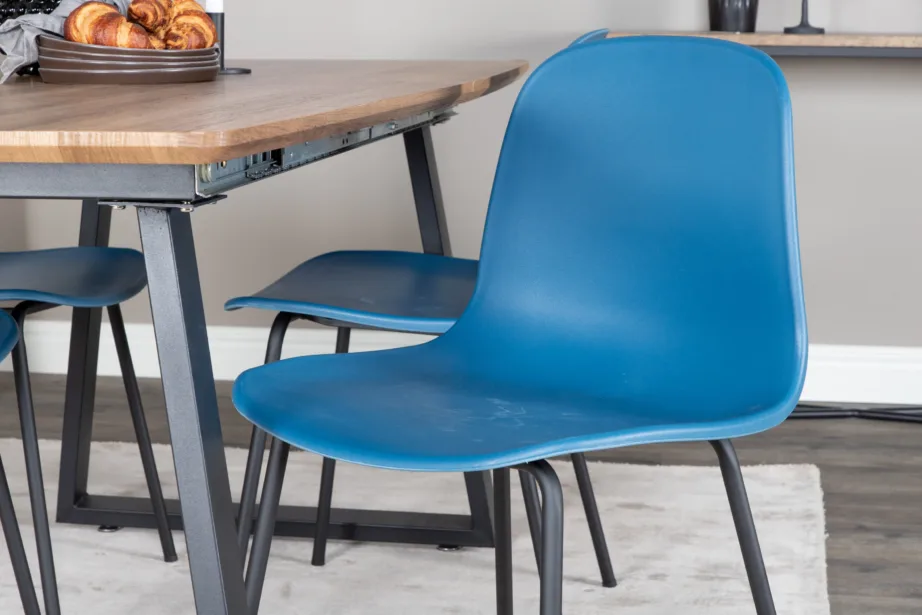 Inca ristkülikukujuline söögilaud siniste Arctic toolidega (pähklitoon, mustad terasjalad), GR20295 – 7