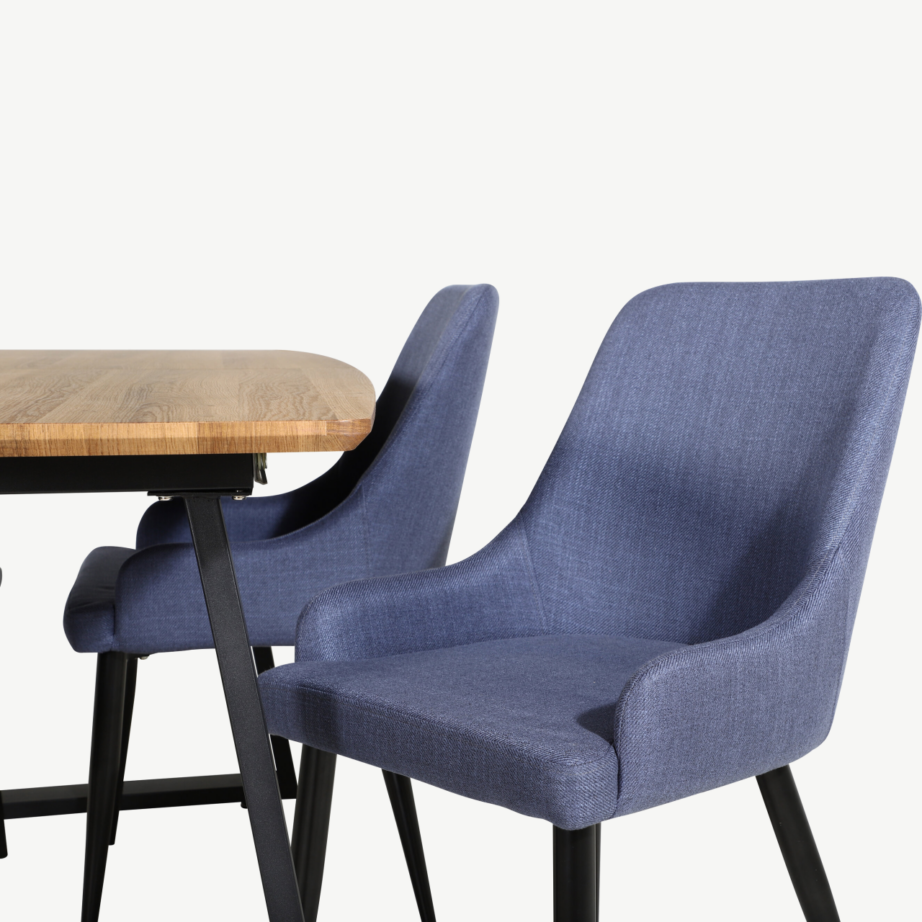 Ristkülikukujuline pähklitooni söögitoakomplekt siniste toolidega Inca–Plaza, GR20298 – 3