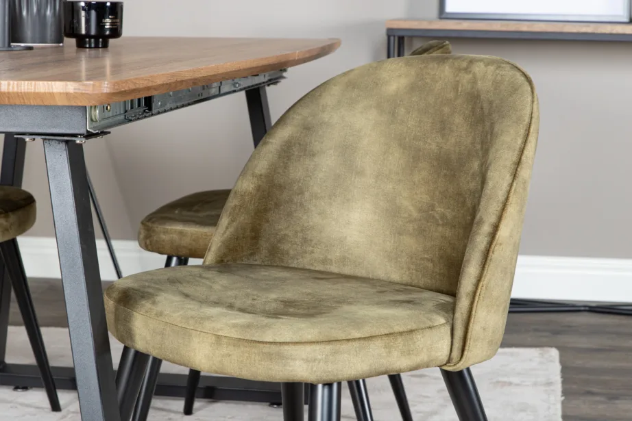 Pikendatav tamme söögilauakomplekt Inca roheliste sametist toolidega, GR20304 – 7