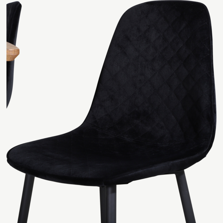 Pikendatav söögilauakomplekt Inca ja mustad velvetkattega Polar toolid - GR20310