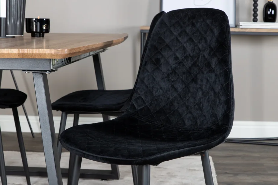 Pikendatav söögilauakomplekt Inca ja mustad velvetkattega Polar toolid, GR20310 – 7