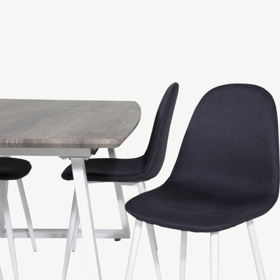 Hall ristkülikukujuline söögilauakomplekt Inca valgete terasjalgade ja musta kangaga Polar toolidega, GR20320 – 3