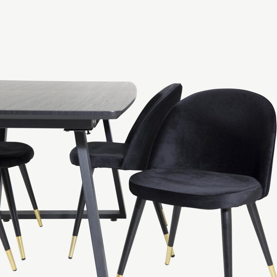 Pikendatav must söögilauakomplekt Inca samettoolidega (4 tk), GR20327 – 3