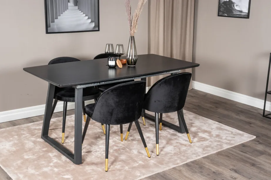 Pikendatav must söögilauakomplekt Inca samettoolidega (4 tk), GR20327 – 6