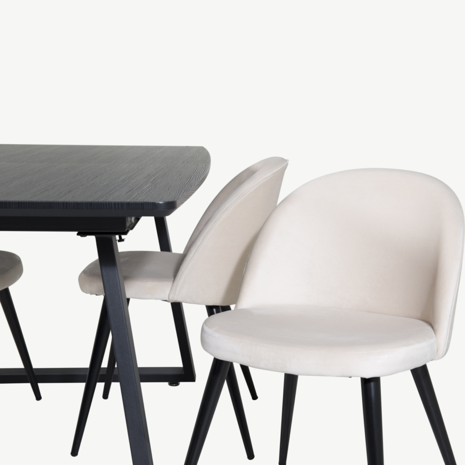 Must pikendatav söögilauakomplekt Inca velvettoolidega, beež, GR20331 – 3