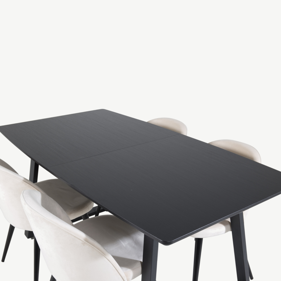 Must pikendatav söögilauakomplekt Inca velvettoolidega, beež, GR20331 – 4