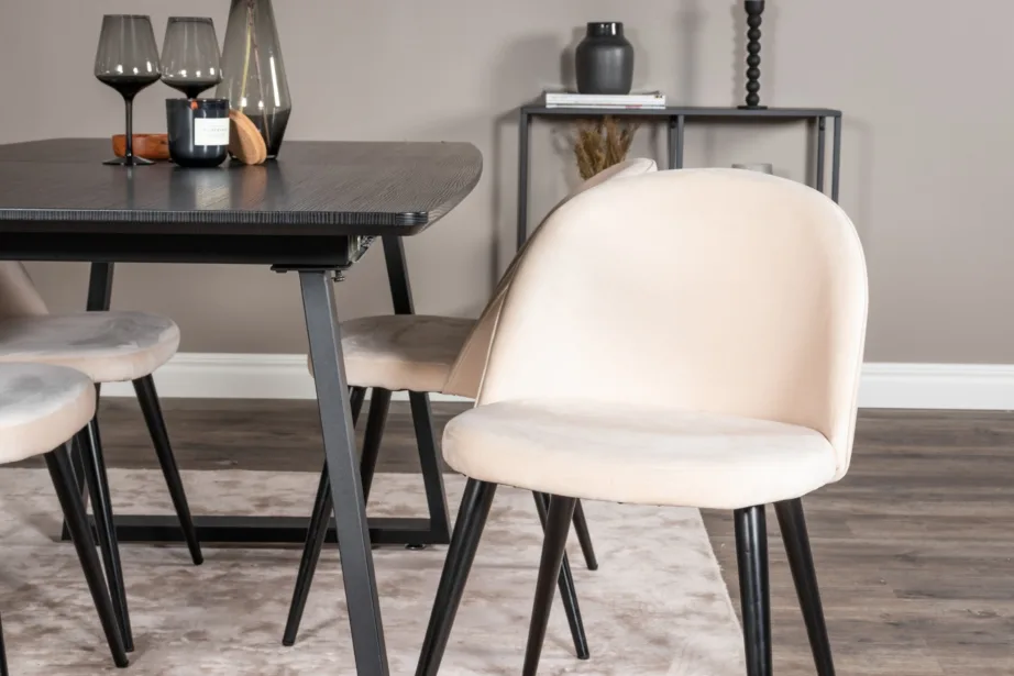 Must pikendatav söögilauakomplekt Inca velvettoolidega, beež, GR20331 – 7