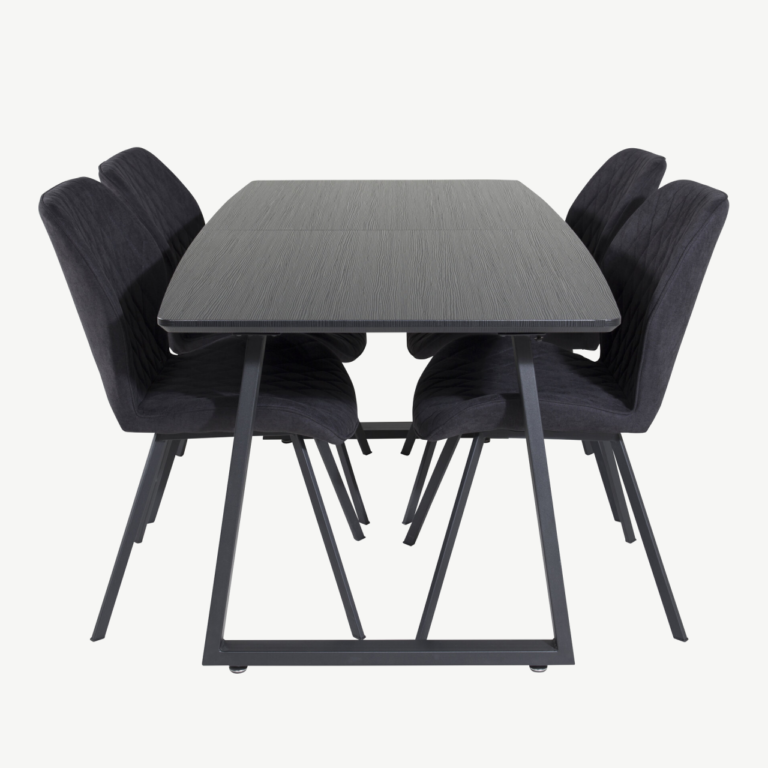 Must Inca söögilauakomplekt kuue Gemma tooliga (MDF, teras, 160×85 cm) - GR20344