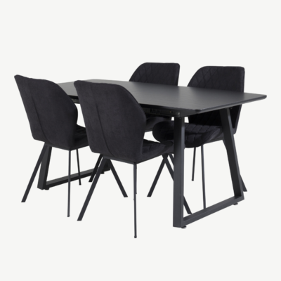 Must Inca söögilauakomplekt kuue Gemma tooliga (MDF, teras, 160×85 cm) - GR20344