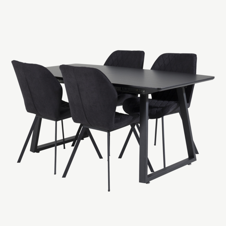Must Inca söögilauakomplekt kuue Gemma tooliga (MDF, teras, 160×85 cm) - GR20344