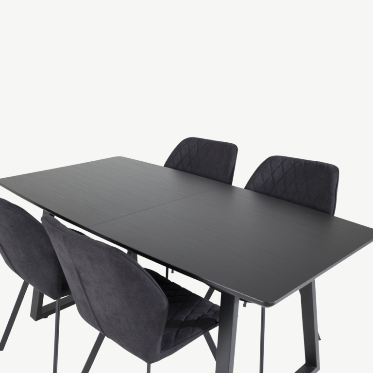 Must Inca söögilauakomplekt kuue Gemma tooliga (MDF, teras, 160×85 cm) - GR20344