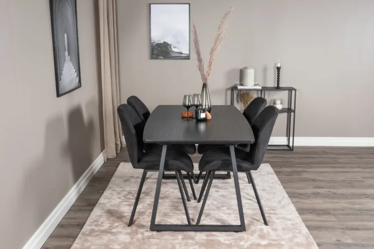 Must Inca söögilauakomplekt kuue Gemma tooliga (MDF, teras, 160×85 cm) - GR20344