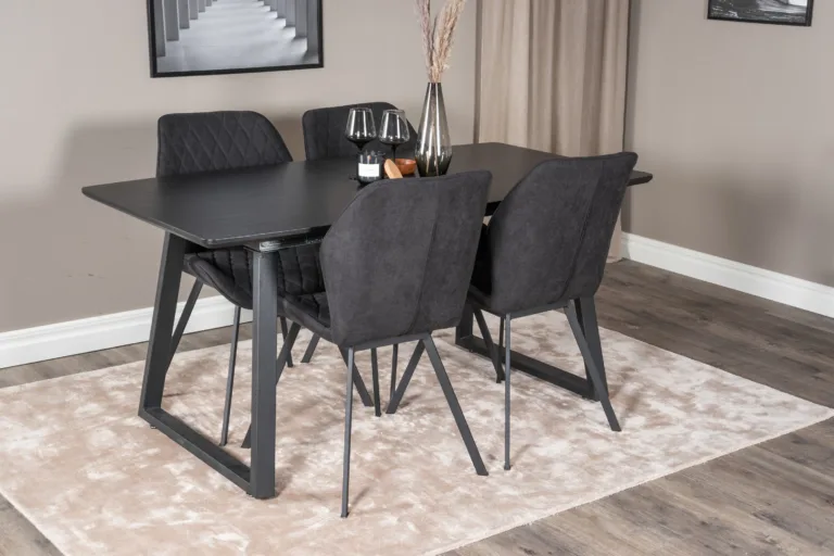 Must Inca söögilauakomplekt kuue Gemma tooliga (MDF, teras, 160×85 cm) - GR20344