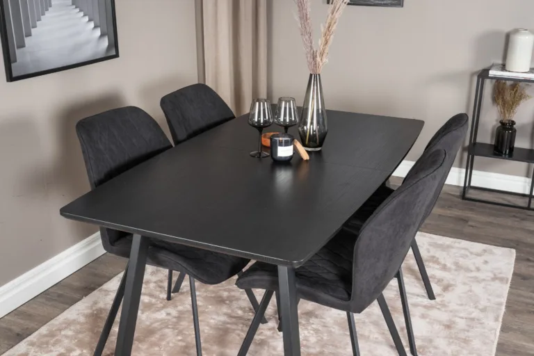 Must Inca söögilauakomplekt kuue Gemma tooliga (MDF, teras, 160×85 cm) - GR20344