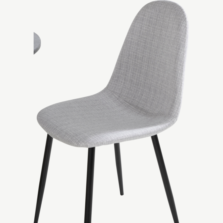 Ümmargune marmorist söögilaua komplekt Estelle kuldse jalaga ja neli helehalli Polar tooli, GR20450 – 2