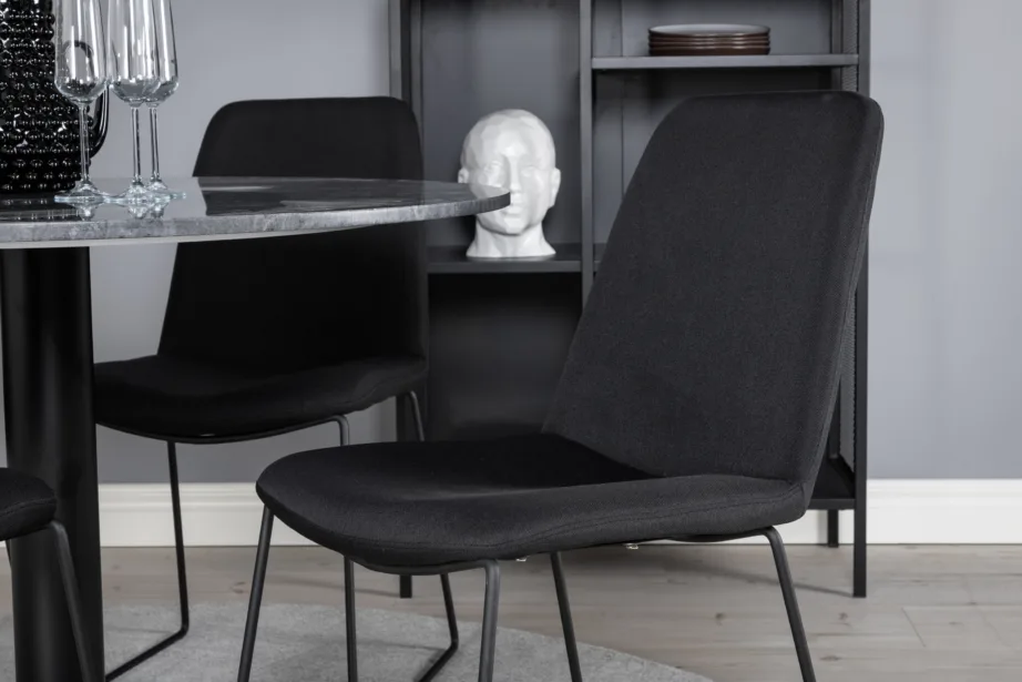 Estelle ümmarguse marmorist söögilaua ja mustade toolide komplekt (4 tk), GR20487 – 5