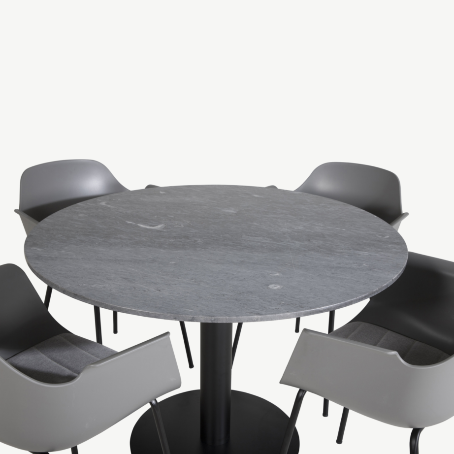 Ümmarguse marmorlauaplaadiga söögilaud Estelle ja hallid plasttoolid Comfort (4 tk), GR20495 – 3