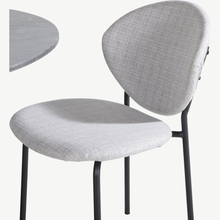 Estelle ümmargune marmorlauaga söögikomplekt Vault hallide polsterdatud toolidega (4 tk), GR20498 – 2