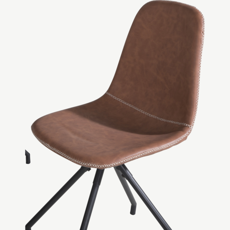 Estelle ümmargune marmorist söögilauakomplekt pööratavate Polar toolidega, pruun PU-kate, must metall, ø106 cm - GR20500