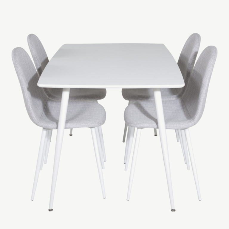Polar minimalistlik valge söögilaua komplekt hallide toolidega, 120x80 cm - GR20567