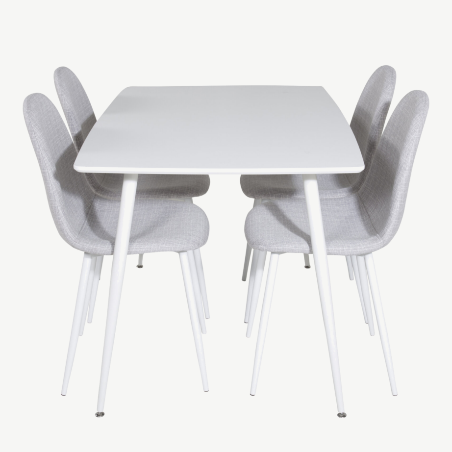 Polar minimalistlik valge söögilaua komplekt hallide toolidega, 120×80 cm, GR20567 – 2