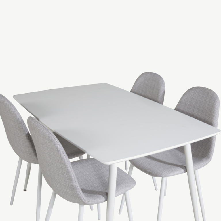 Polar minimalistlik valge söögilaua komplekt hallide toolidega, 120x80 cm - GR20567