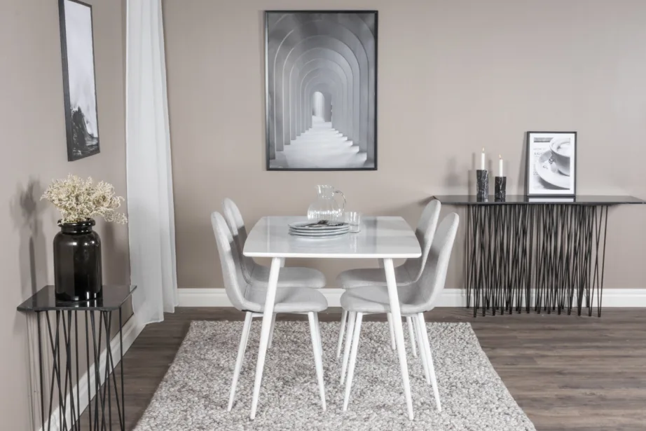 Polar minimalistlik valge söögilaua komplekt hallide toolidega, 120×80 cm, GR20567 – 5